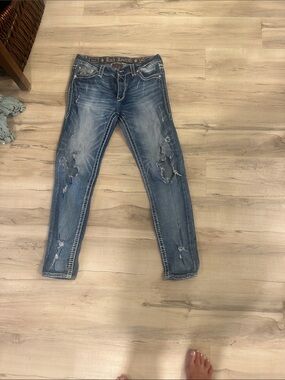 Rock Revival Women's Ripped Skinny Jeans - Blue Wash